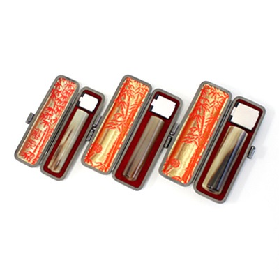 実印・銀行印・認印セット/牛角(色入)/18・13.5・12/(各本トカゲケース