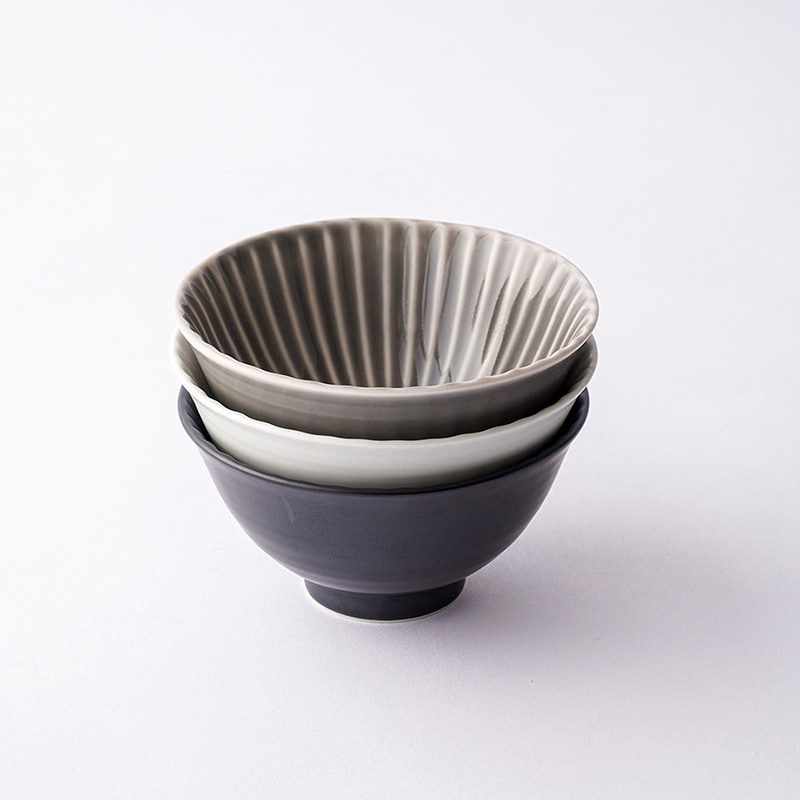 しのぎ 茶碗（大）黒マット | Black Friday | 波佐見焼の器 一龍陶苑