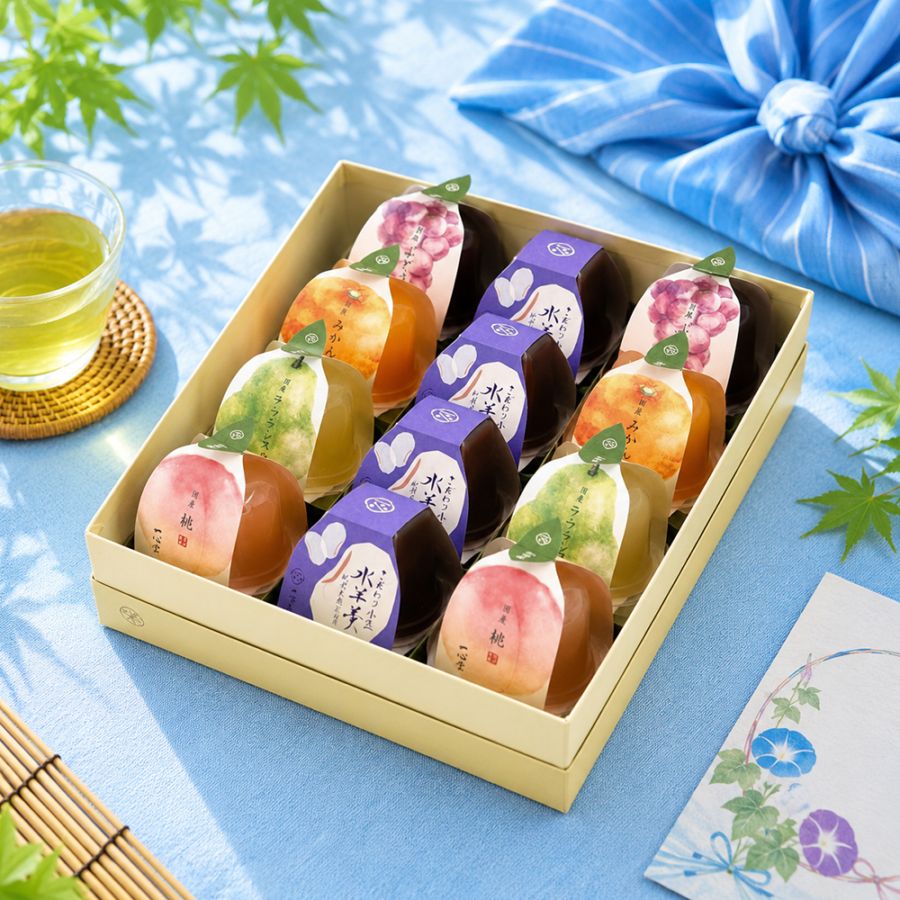 国産果実ゼリー 和雫果 /水羊羹(水ようかん) 詰合せ 12個入