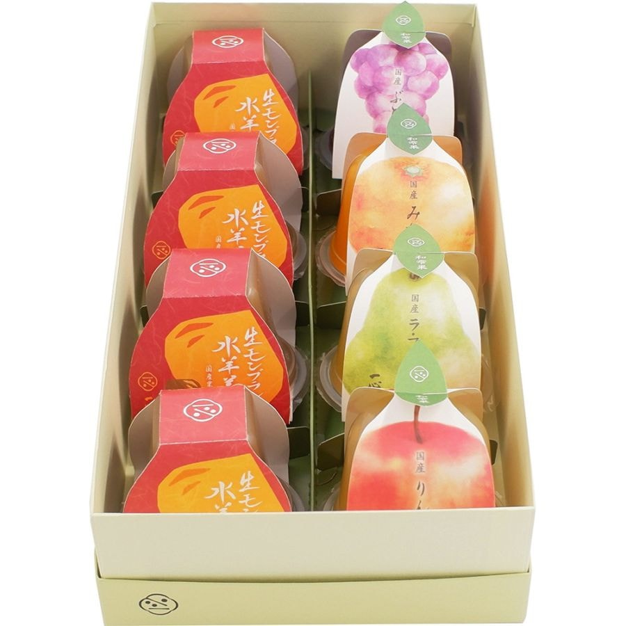 【9月20日頃までのお届け】和雫果(国産ゼリー)＆生モンブラン水羊羹 (水ようかん)8個・12個入詰合せ