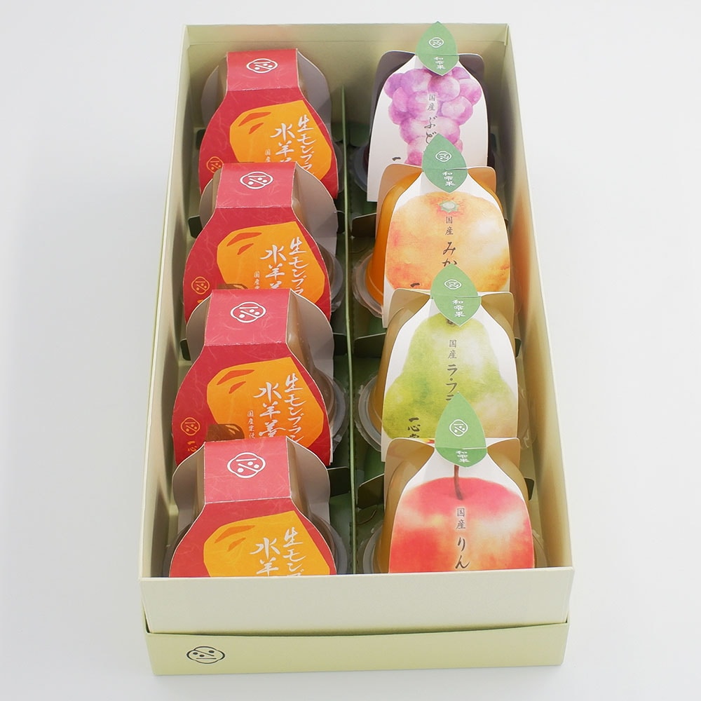 【今季販売終了】和雫果(国産ゼリー)＆生モンブラン水羊羹 (水ようかん)8個入詰合せ