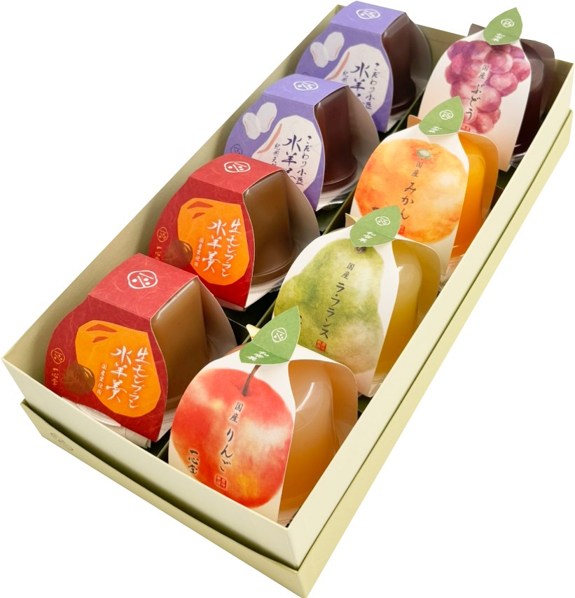 【9月20日頃までのお届け】和雫果(国産ゼリー)＆生モンブラン水羊羹&こだわり小豆の水羊羹8個・12個入詰め合わせ