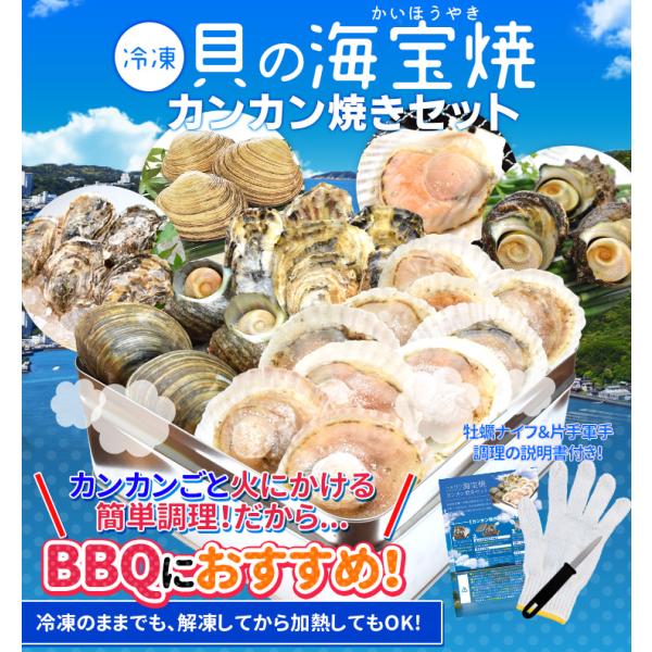 海*貝様 【最終在庫】　美品　東シナ海産　蓋付き　ガンセキバショウ　10点セット 貝の海宝焼 牡蠣8個 さざえ4個 ホンビノス貝4個 ほたて片貝10個