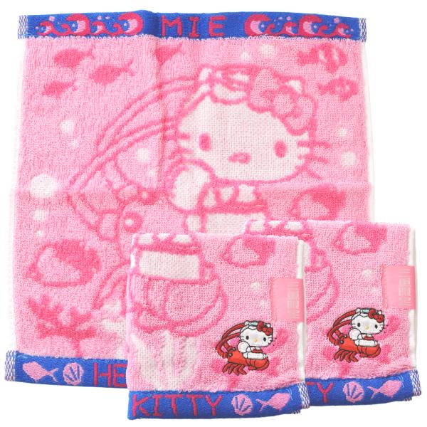 三重限定 ご当地キティ プチジャガードタオル 伊勢海老乗り海女キティ