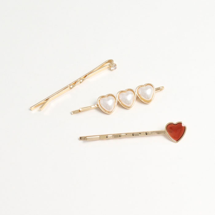 ヘアピン ハート エポ トリプル パール 3本セット【3color】 | ヘア
