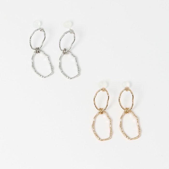 樹脂ピアス 変形 ダブルフープ | ピアス,樹脂ピアス,メタル