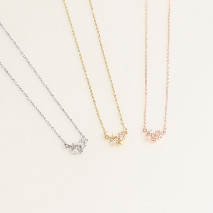 glitter カラフルジルコニアネックレス 45cm ポーチ付