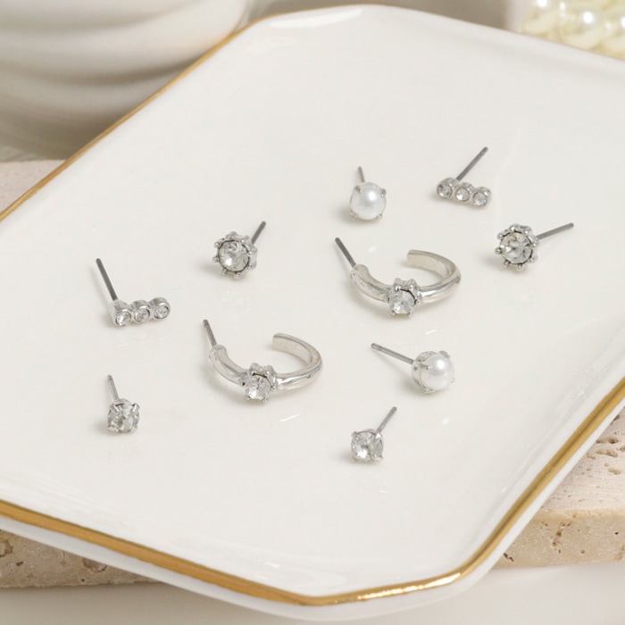 セットピアス 10個 5ペア ストーンフープ パール | ピアス,セット