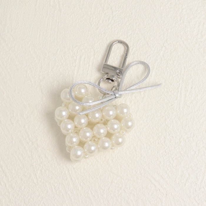 残りわずか】バッグチャーム パールハート リボン | その他,バッグ