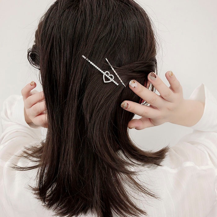 専用 ハート型ヘアピン クリスタル付き ヘアピン ハート ストーン パール | ヘアアクセサリー,ヘアピン