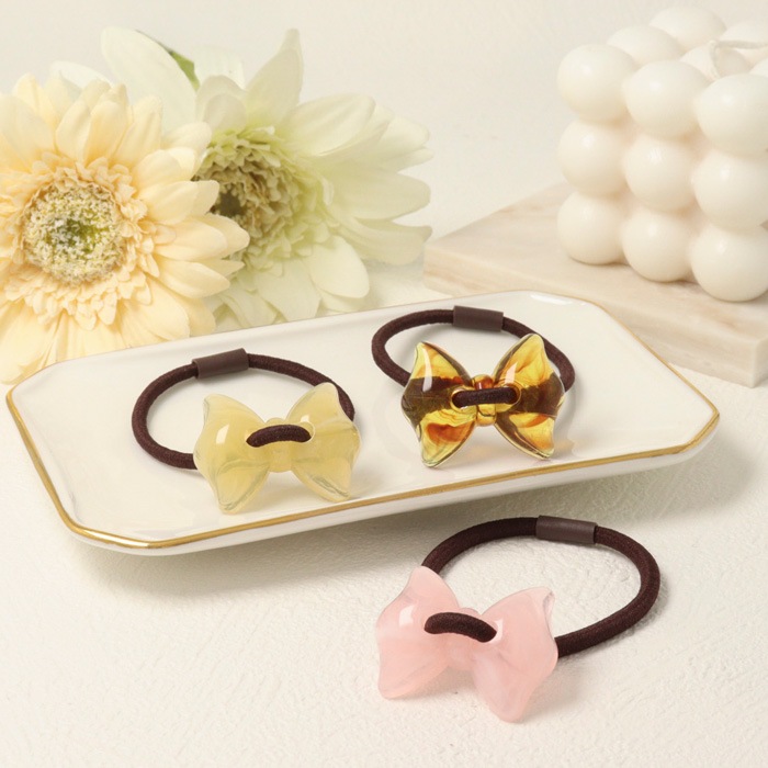 残りわずか】ヘアゴム リボン べっ甲風 アクリル【3color】 | ヘア