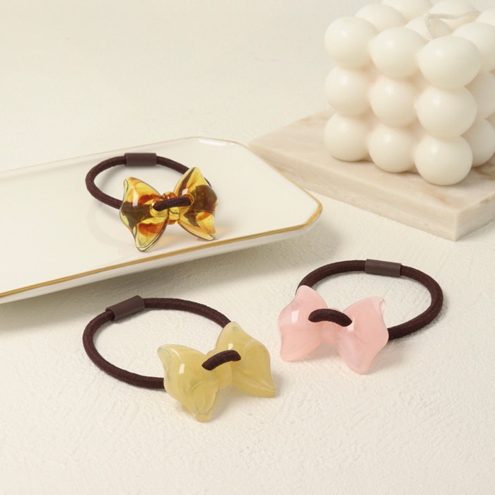 残りわずか】ヘアゴム リボン べっ甲風 アクリル【3color】 | ヘア