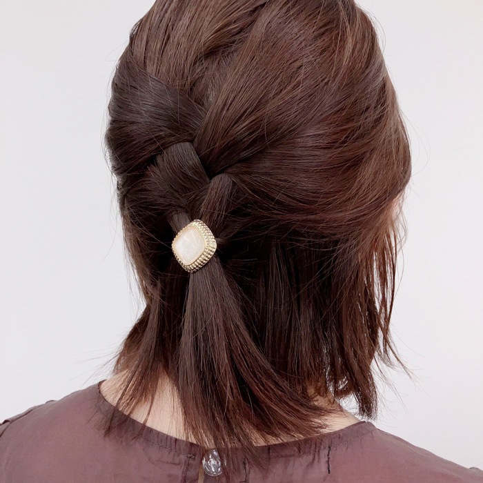 ヘアカフ スクエア ゴールドフレーム アクリル | ヘアアクセサリー