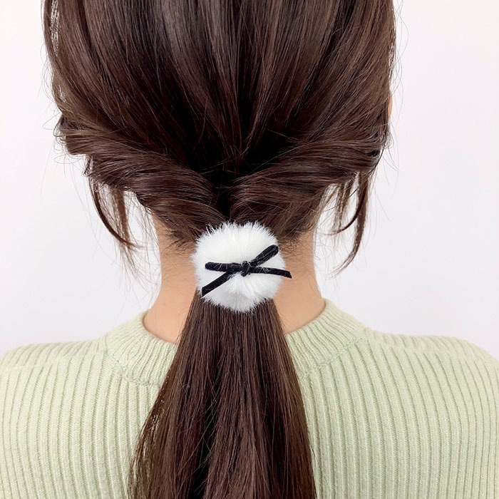 残りわずか】ヘアゴム フェイクファー リボン | ヘアアクセサリー