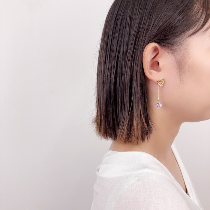 ピアス オープンハート ビーズ チェーン 2WAY | ピアス,ピアス