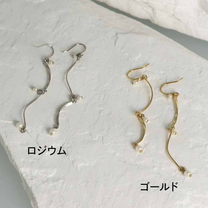 〈美品〉 anuans / カーブパールピアス アニュアンス anuans カーブパールピアス （GOLD
