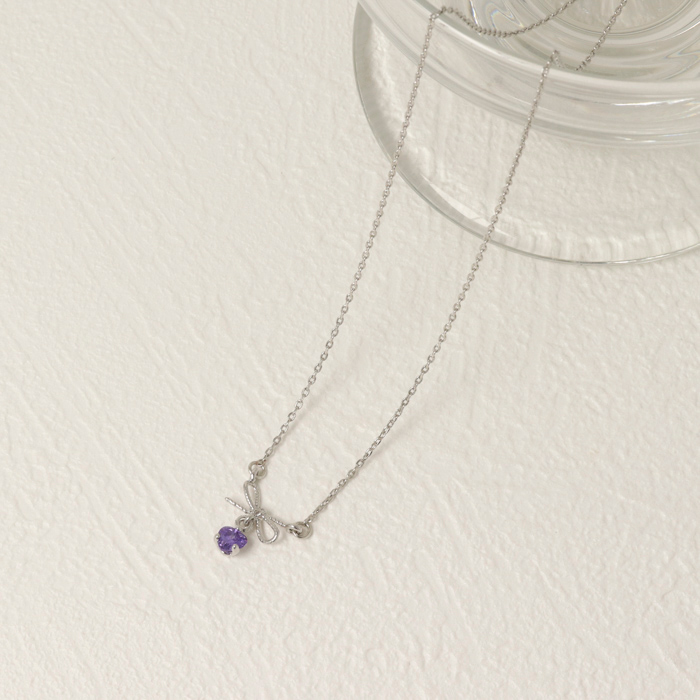 ネックレス リボン ハート キュービック マグネット | ネックレス