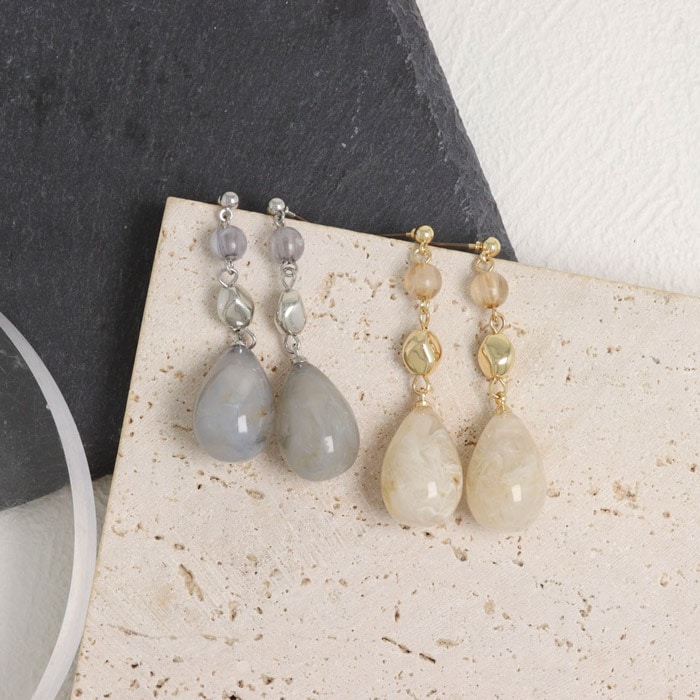 330 べっ甲　マーブル　ゴールド　スクエア　ピアス　イヤリング　ハンドメイド ピアス ボリュームフープ べっ甲風マーブル3color | ピアス,ピアス