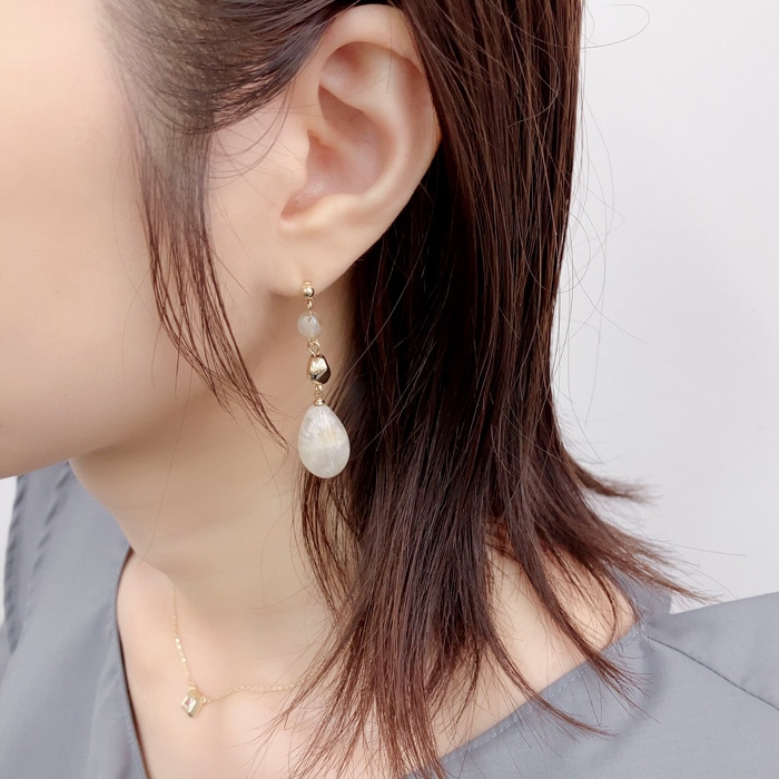 330 べっ甲　マーブル　ゴールド　スクエア　ピアス　イヤリング　ハンドメイド ピアス ボリュームフープ べっ甲風マーブル3color | ピアス,ピアス