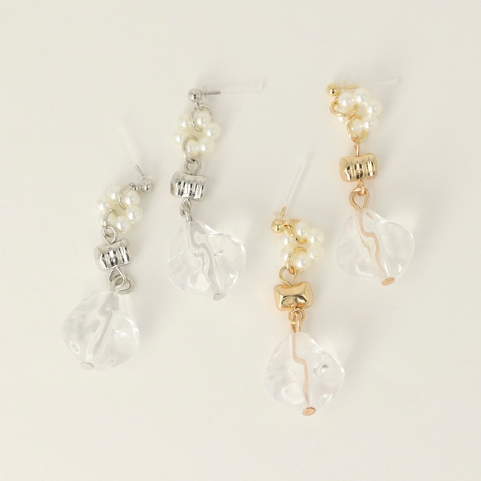樹脂ピアス パールサークル メタル クリア ピアス 樹脂ピアス Resinポスト その他 Mignon De Bijoux Online Shop