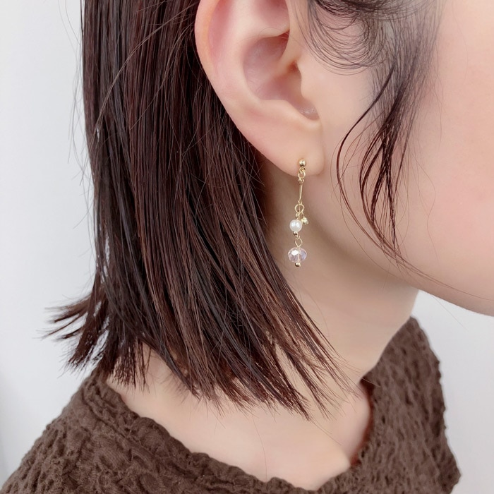 e.m. パール ストーン ピアス(片耳用) パール ストーン ピアス 14個 (残りわずか】ピアス カット