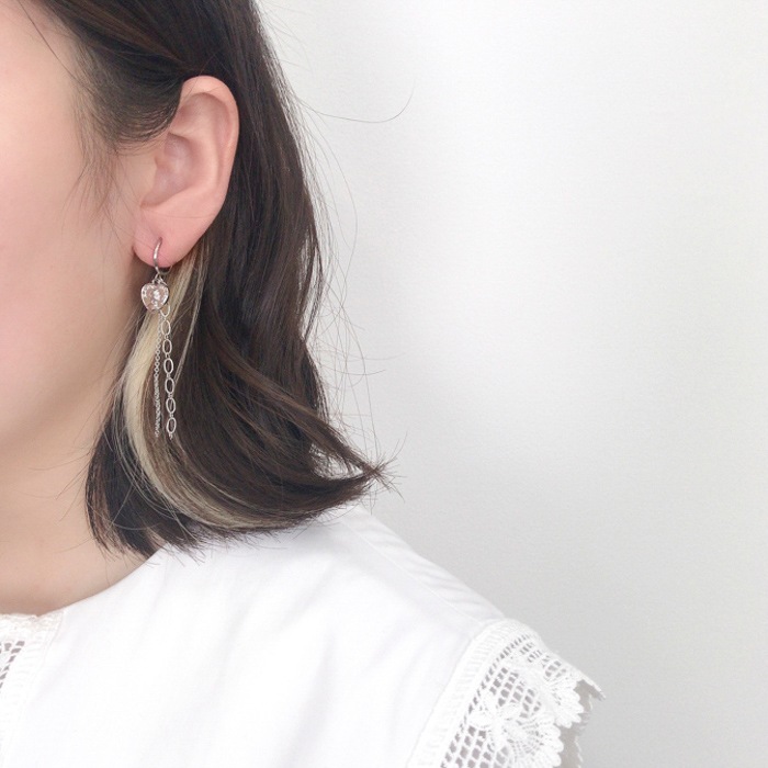 イヤリング フープ ハートコイン ダブルチェーン | イヤリング,イヤリング,フープ | Mignon de Bijoux ONLINE SHOP