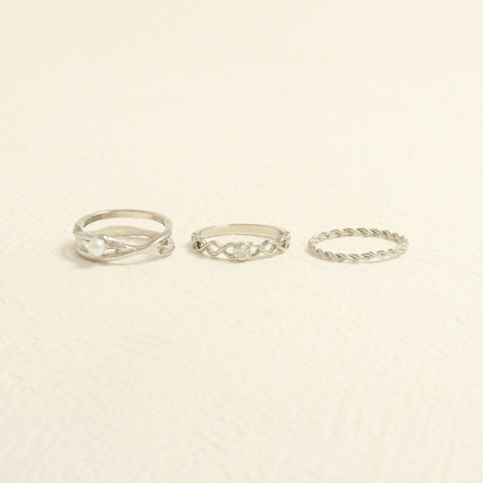 セットリング 11号 ツイスト クロス パール ストーン 3本セット