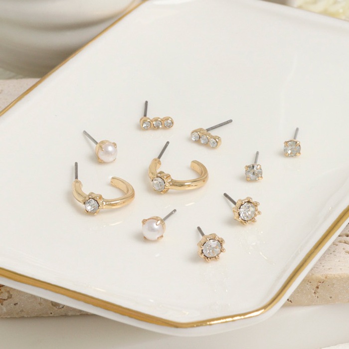 セットピアス 10個 5ペア ストーンフープ パール | ピアス