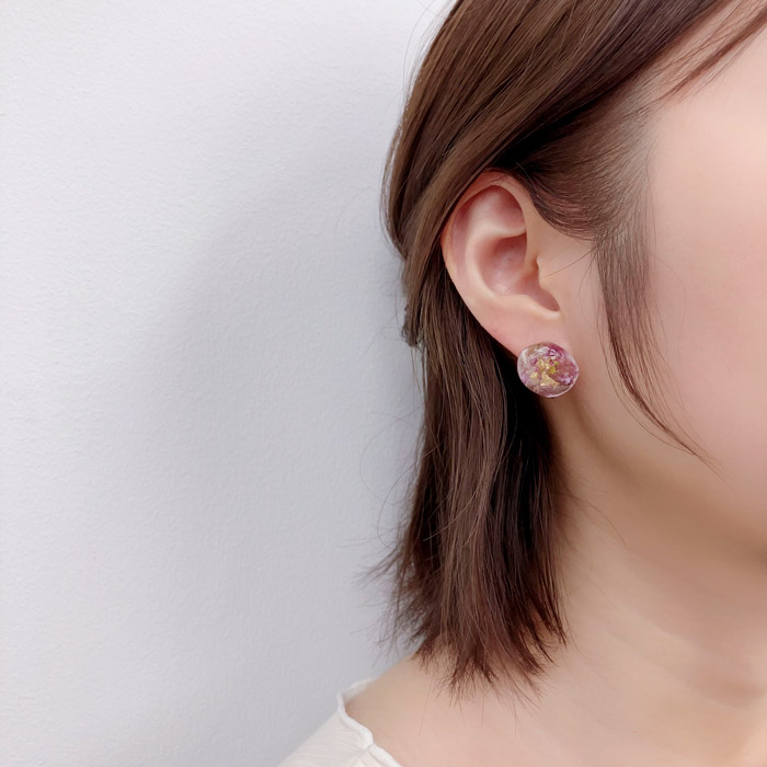 ピアス エポ オーバル カラーフラワー クリア【3color】 | ピアス 