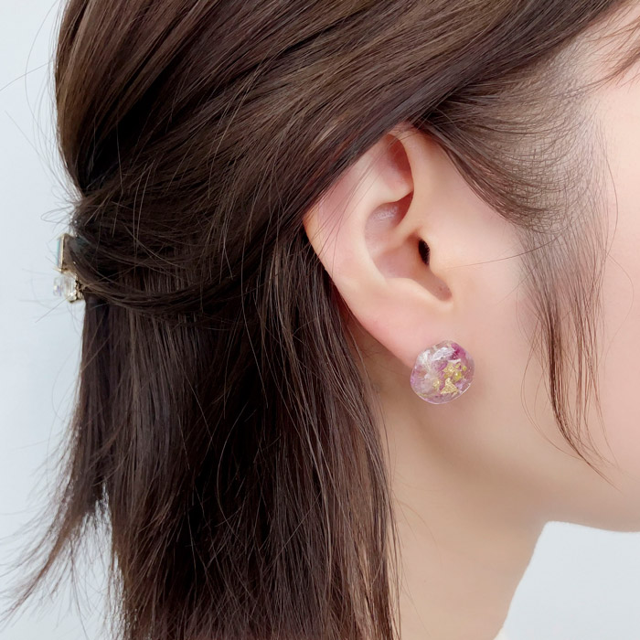 ピアス エポ オーバル カラーフラワー クリア【3color】 | ピアス 