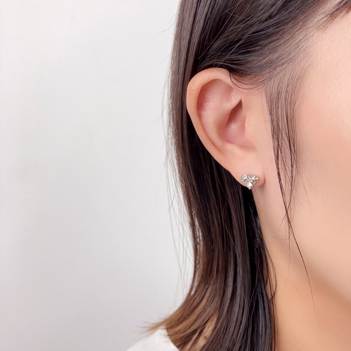 残りわずか】樹脂ピアスセット 6個 3ペア ハート ビジュー リボン