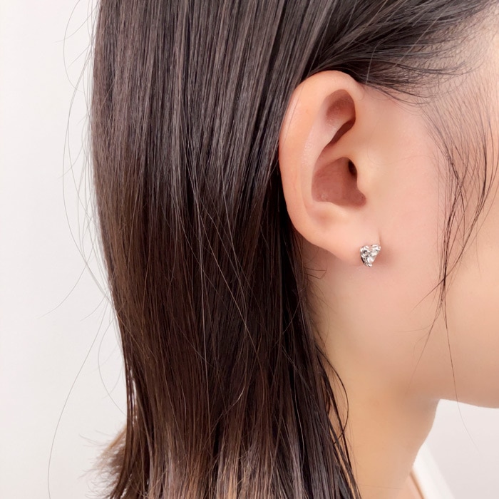 残りわずか】樹脂ピアスセット 6個 3ペア ハート ビジュー リボン