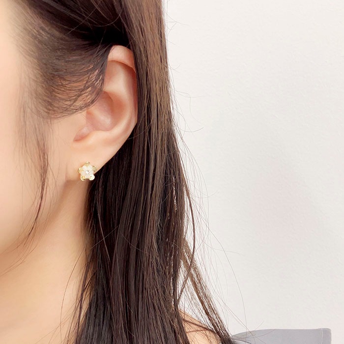 再入荷】樹脂ピアスセット 6個 3ペア フラワー ストーン デコ