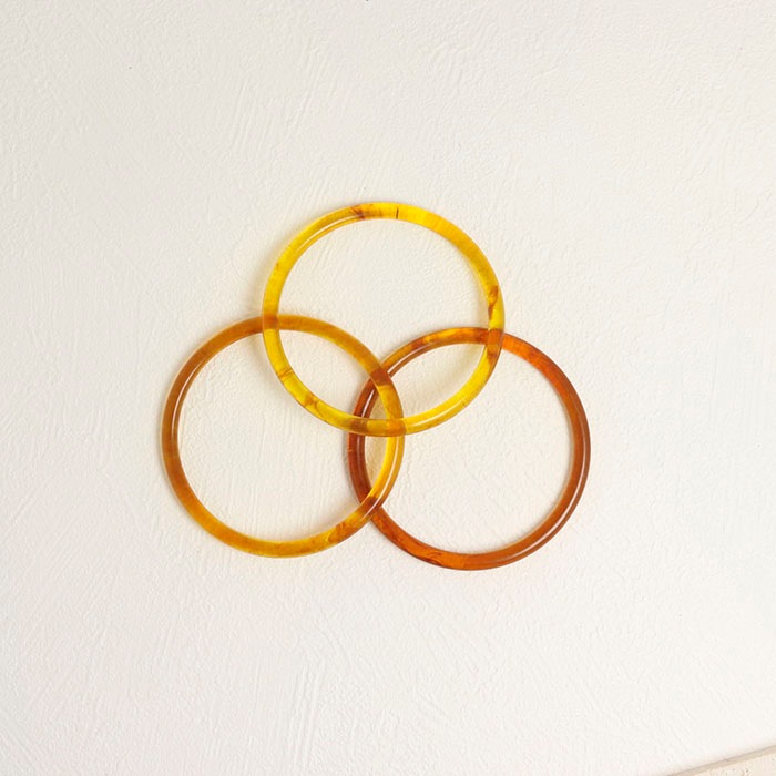 バングル ブレスレット アクリル ダブルメタル 2本セット【4color