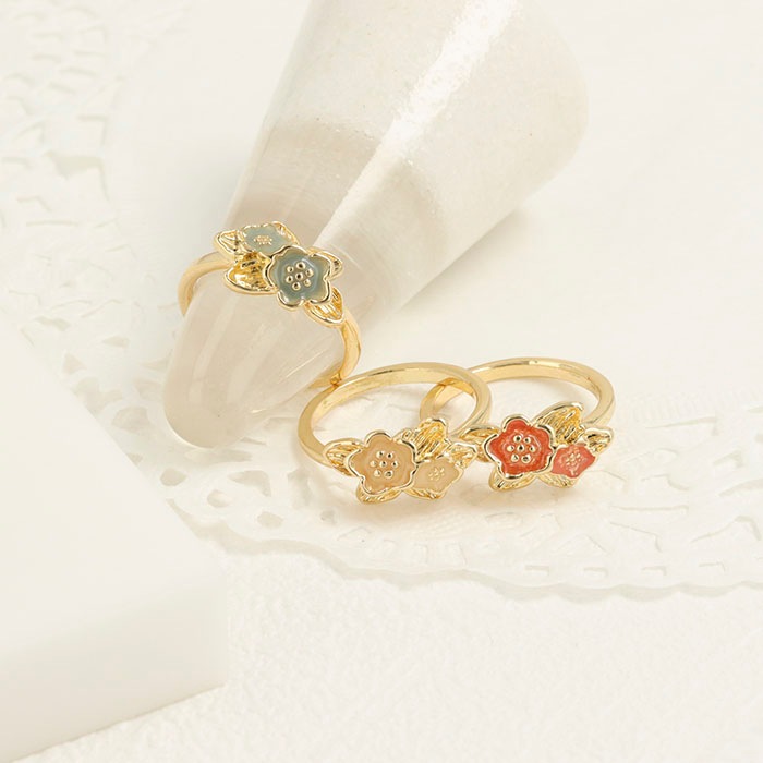 残りわずか】リング 9号 カラーフラワー ダブル【3color】 | リング