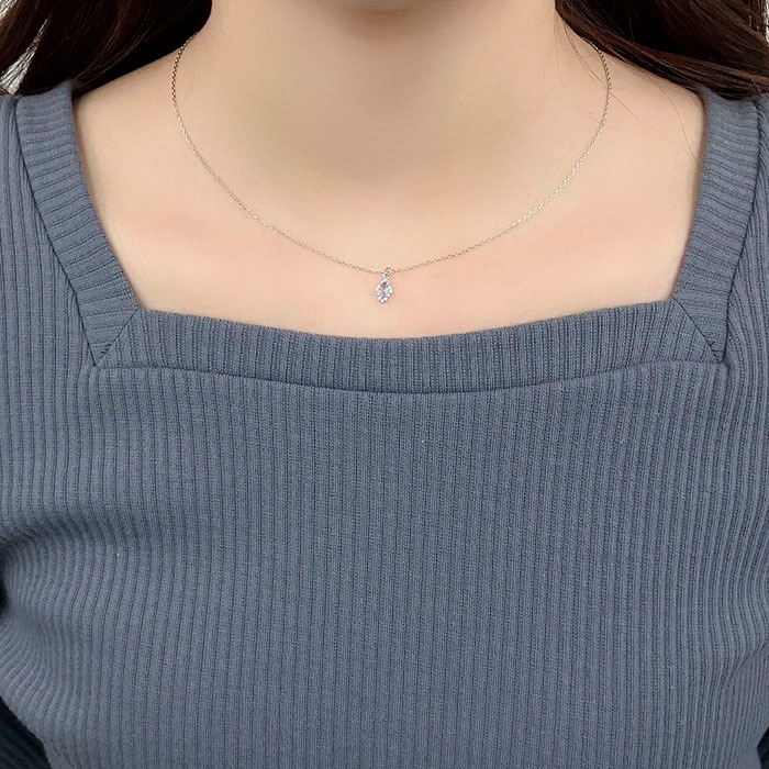 ネックレス リーフ カラー ビジュー キュービック【3color
