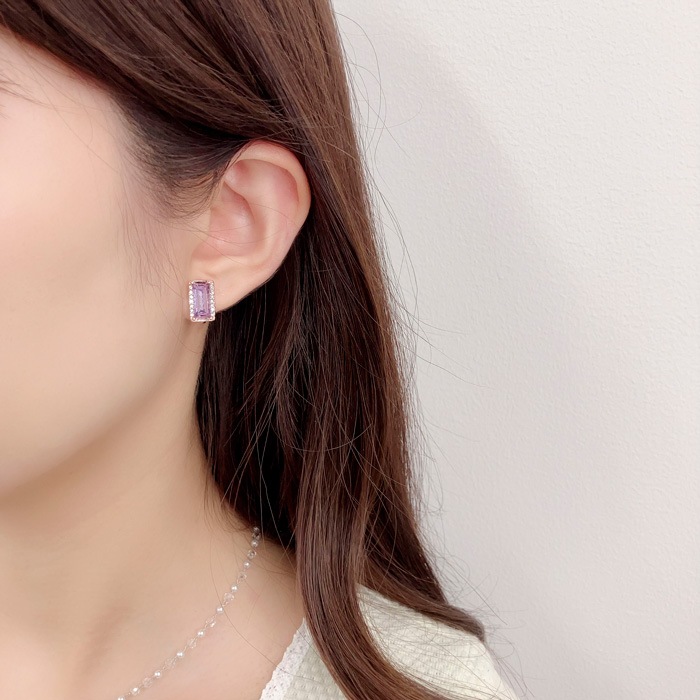 イヤリング スクエア ビジュー【3color】 | イヤリング