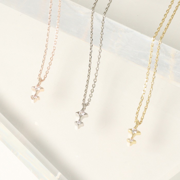 ネックレス ダブルシャイン キュービック【3color】 | キュービック