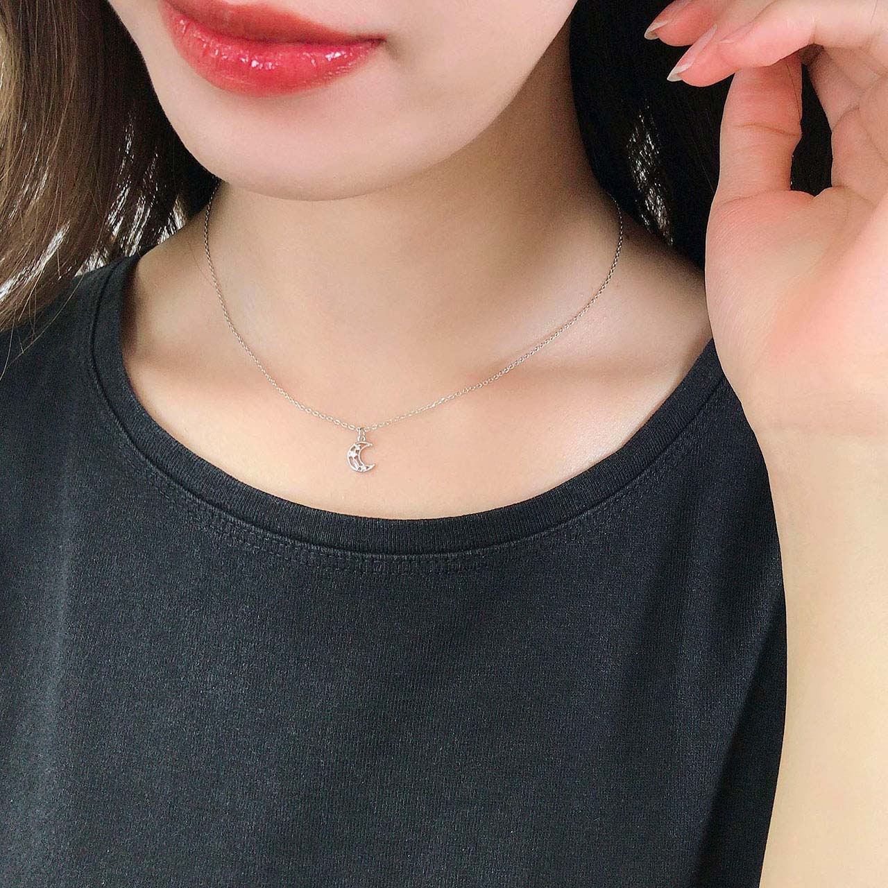 cuicui K18キュービックジルコニア ムーン ネックレス cuicui K18キュービックジルコニア ムーン ネックレス