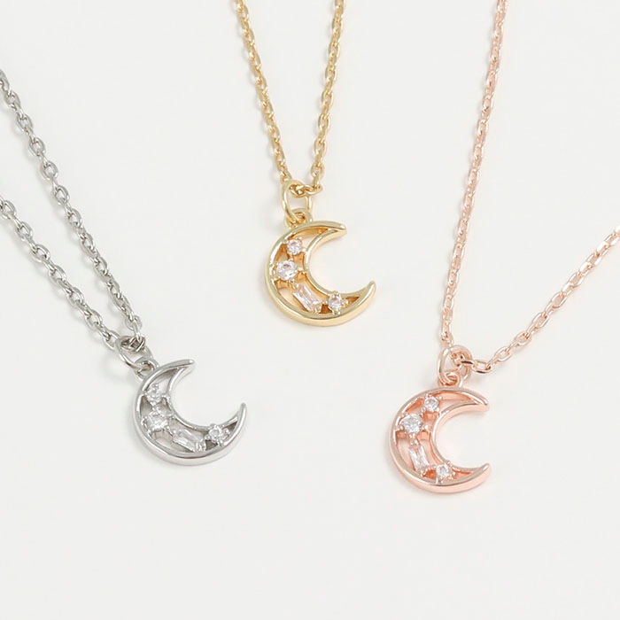 cuicui K18キュービックジルコニア ムーン ネックレス cuicui K18キュービックジルコニア ムーン ネックレス
