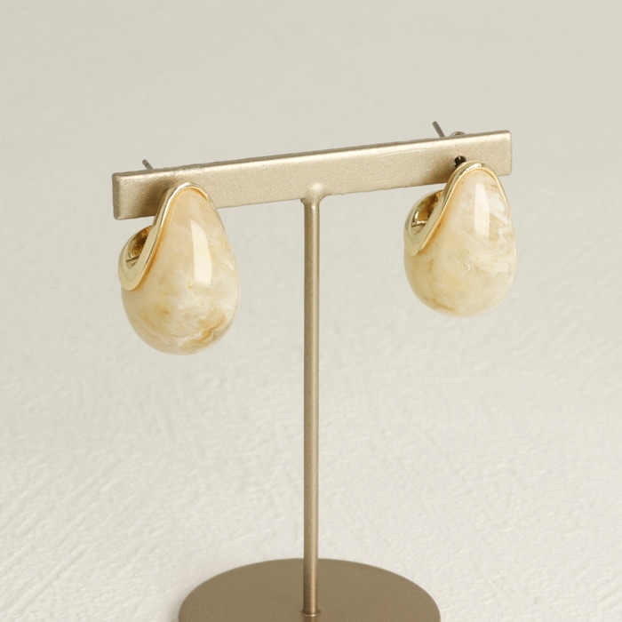 330 べっ甲　マーブル　ゴールド　スクエア　ピアス　イヤリング　ハンドメイド ピアス ボリュームフープ べっ甲風マーブル3color | ピアス,ピアス