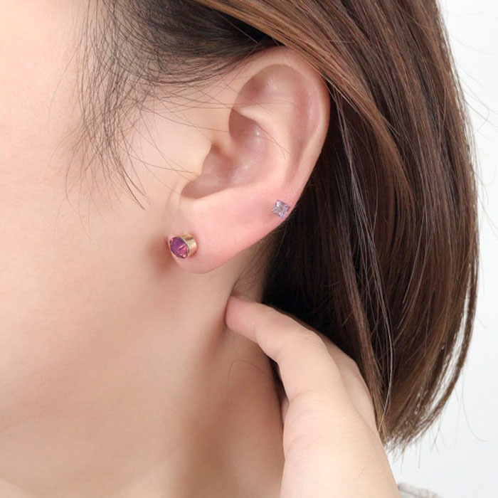 セットピアス 5個 サークル スクエア ストーン【4color】 | ピアス 