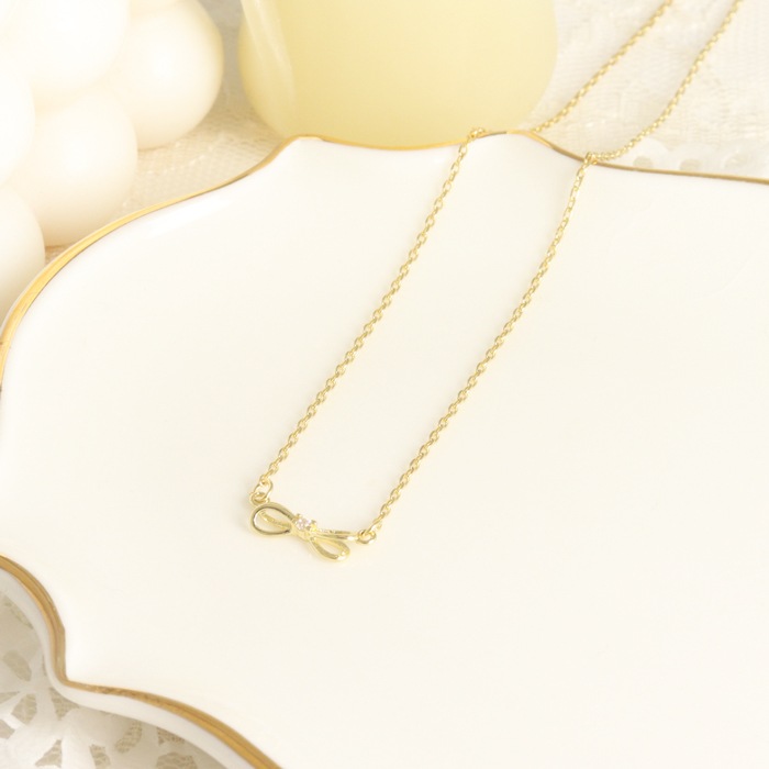 ネックレス 華奢リボン キュービック【3color】 | キュービック  