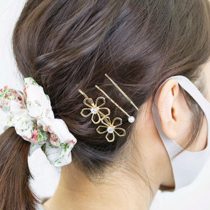 orgablanca 花モチーフ ヘアピン 3本セット orgablanca 花モチーフ ヘアピン 3本セット