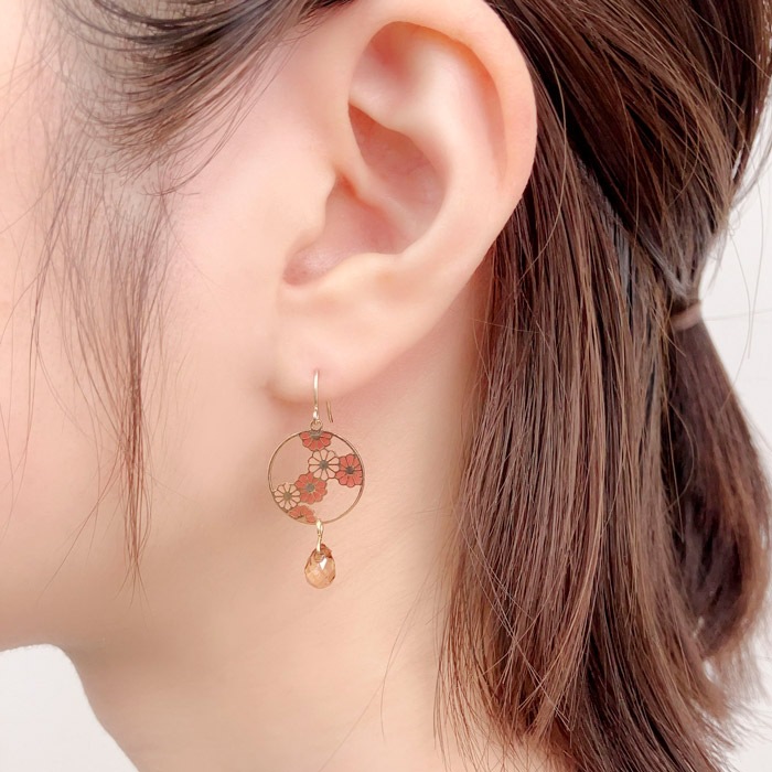 ピアス フック 和風 扇子 花 | ピアス,ピアス,和風 | Mignon de