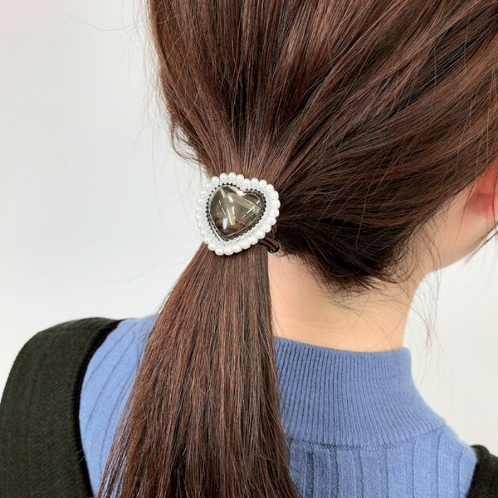 C-14 パールビジューリング ハート ヘアゴム 係り