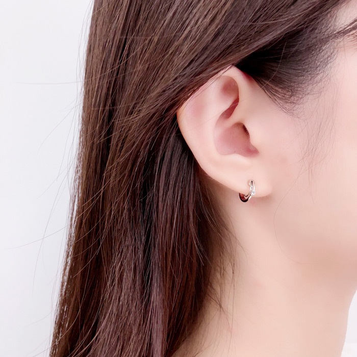 ノンホール フープ 一石 ループフィット | イヤリング,ノンホール