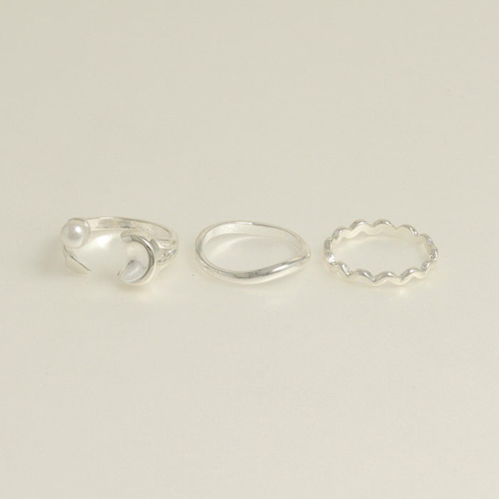 残りわずか】セットリング 13号 ウェーブ フォークリング パール 3本セット | リング,セットリング,3本セット | Mignon de  Bijoux ONLINE SHOP