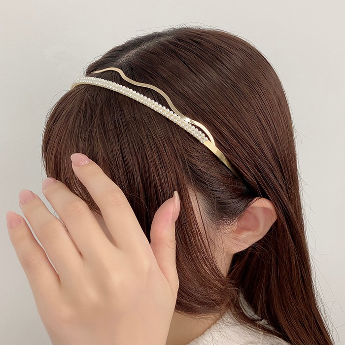 カチューシャセット レイヤードメタル ダブルパール | ヘア