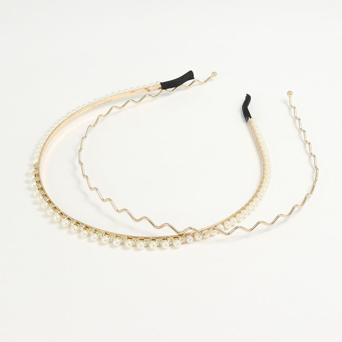m@お値下げ受付中さま専用　カチューシャ2点セット カチューシャセット ジグザグメタル パール | ヘアアクセサリー